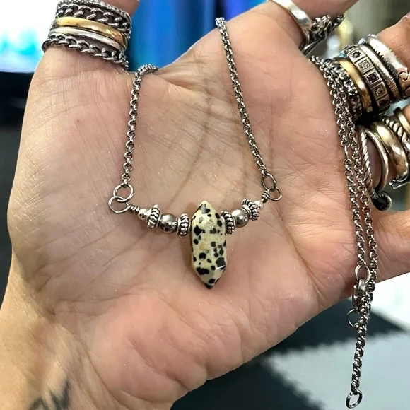 π΄Handmade Double terminated dalmatian jasper gems adjustable choker necklace - Picture 6 of 10